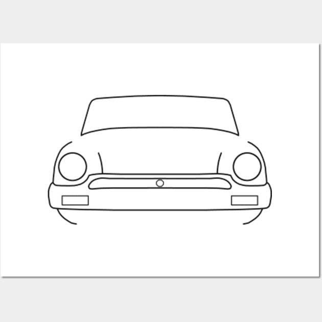 MG Midget 1500 classic sports car outline graphic (black) Wall Art by soitwouldseem